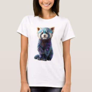 Cosmic Galaxy Nebula Red Panda Portrait Women T-Shirt