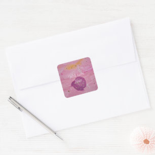 Cosmic Galaxy Pink Watercolor Birthday Square Sticker