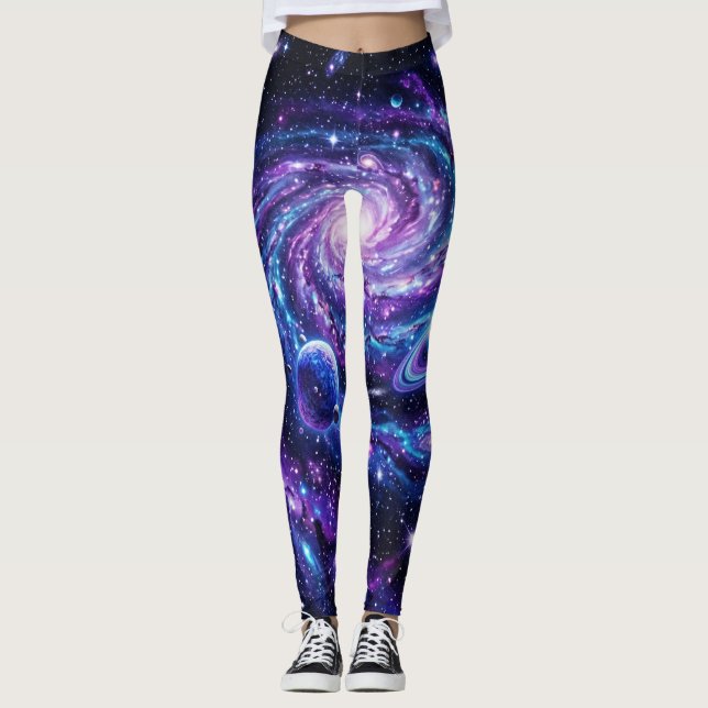 Cosmic Galaxy Planet Dreamscape Leggings (Front)