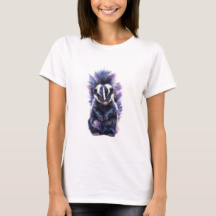 Cosmic Galaxy Purple Skunk Illustration Women T-Shirt