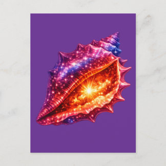 Cosmic Galaxy Shell stars nautical design Holiday Postcard