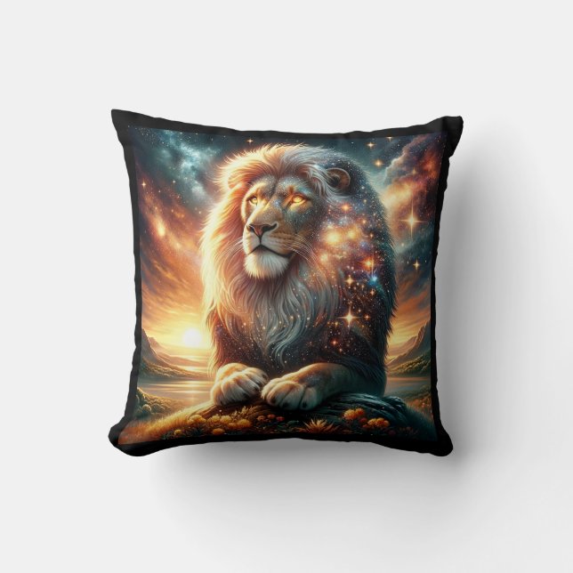 Cosmic Galaxy Space Lion Leo Astrology  Cushion (Front)