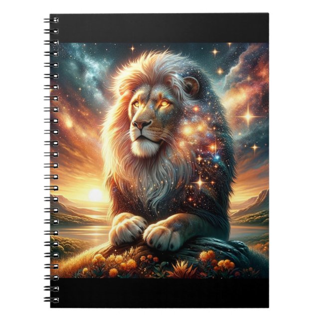 Cosmic Galaxy Space Lion Leo Strength Astrology  Notebook (Front)
