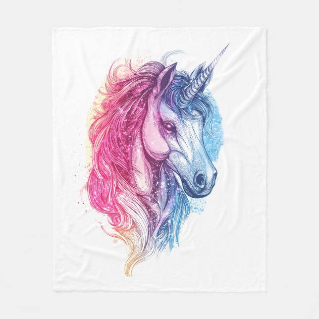 Cosmic Galaxy Unicorn (1) Fleece Blanket (Front)