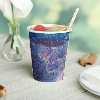 Cosmic Galaxy Watercolor Abstract Artistic Paper Cups