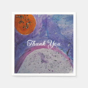 Cosmic Galaxy Watercolor Nebula Birthday Cocktail Napkin