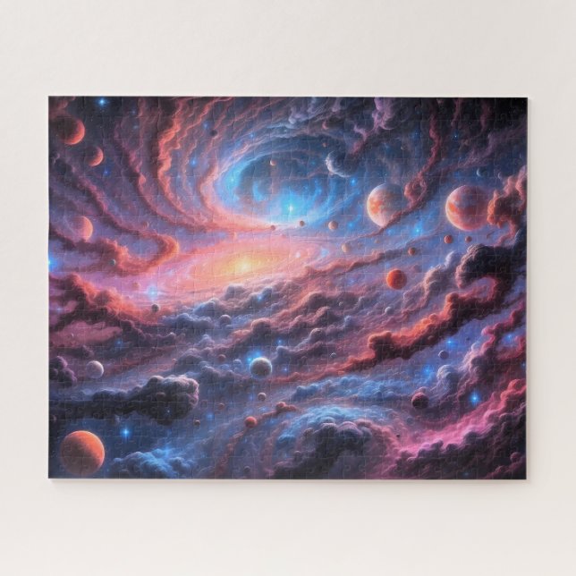 Cosmic Galaxy with Planets Deep Space Jigsaw Puzzle (Horizontal)