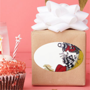 Cosmic Gaze: Elf on the Moon Adventure Oval Sticker