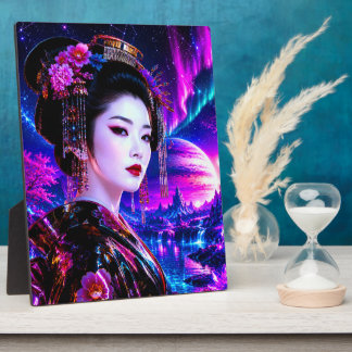 Cosmic Geisha in Neon Dreamland Plaque