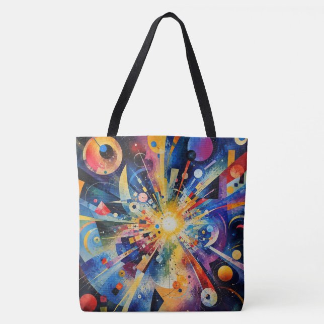 Cosmic Geometric Explosion Abstract Tote Bag (Front)