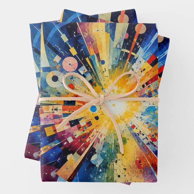 Cosmic Geometric Explosion Abstract Wrapping Paper Sheet (In situ)
