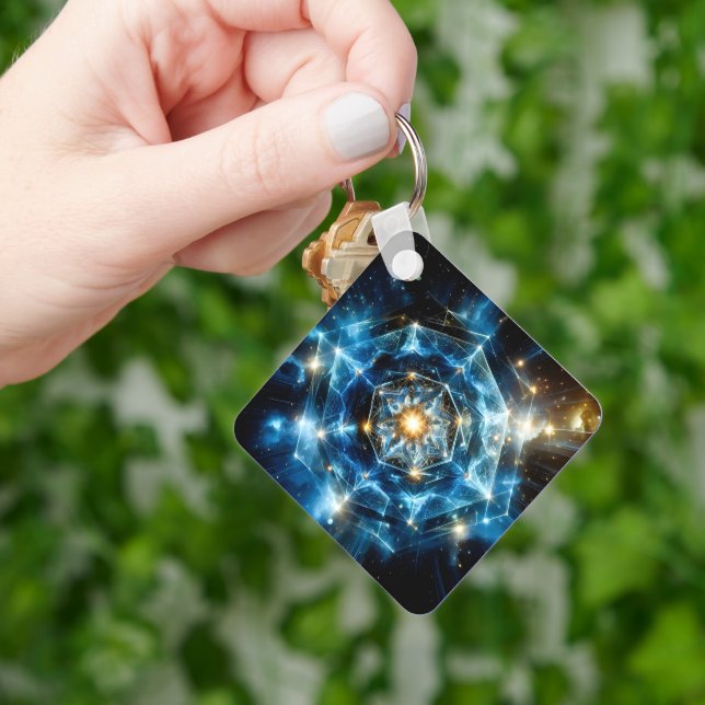Cosmic Geometry Mandala Star Universe Abstract Key Ring (Hand)