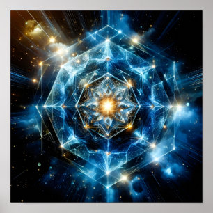 Cosmic Geometry Mandala Star Universe Abstract Poster
