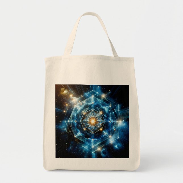 Cosmic Geometry Mandala Star Universe Abstract Tote Bag (Front)