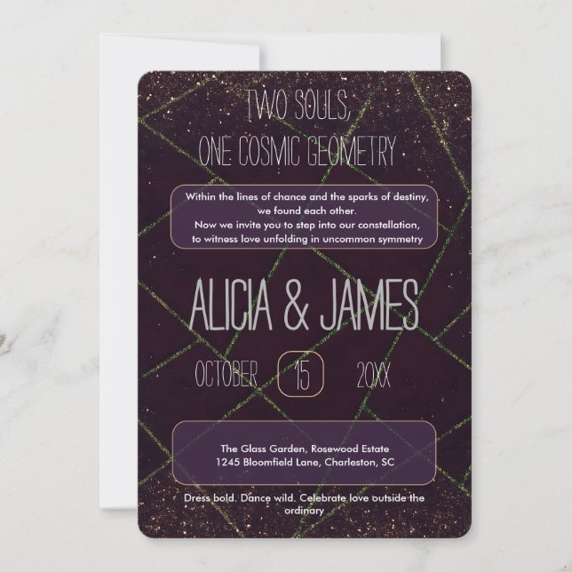 Cosmic Geometry Wedding Alternative Astrology  Invitation (Front)