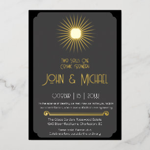  Cosmic Geometry Wedding Black Grey Gold Starburst