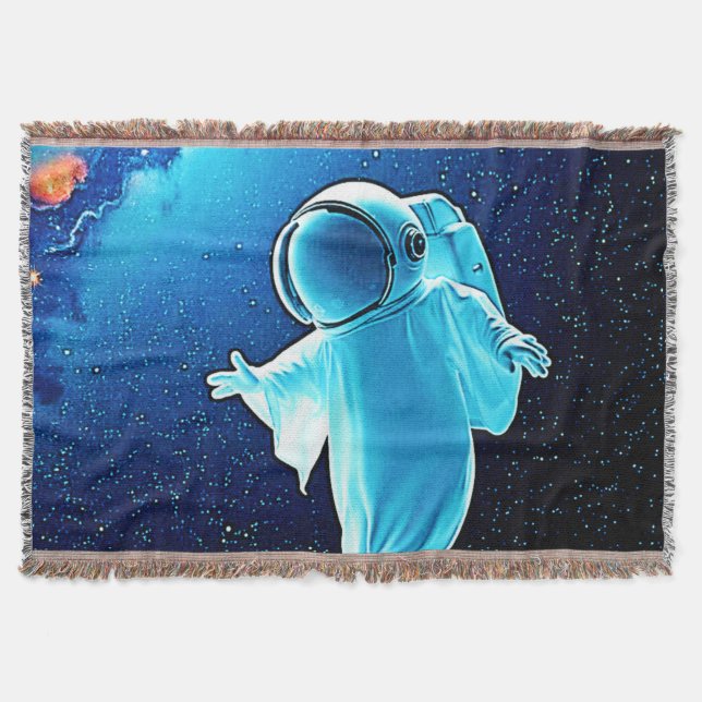 Cosmic Ghost in Space Design Throw Blanket (Front)