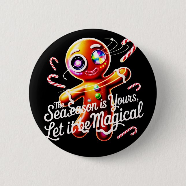Cosmic Gingerbread Pin Buttons Set Magical Holiday (Front)