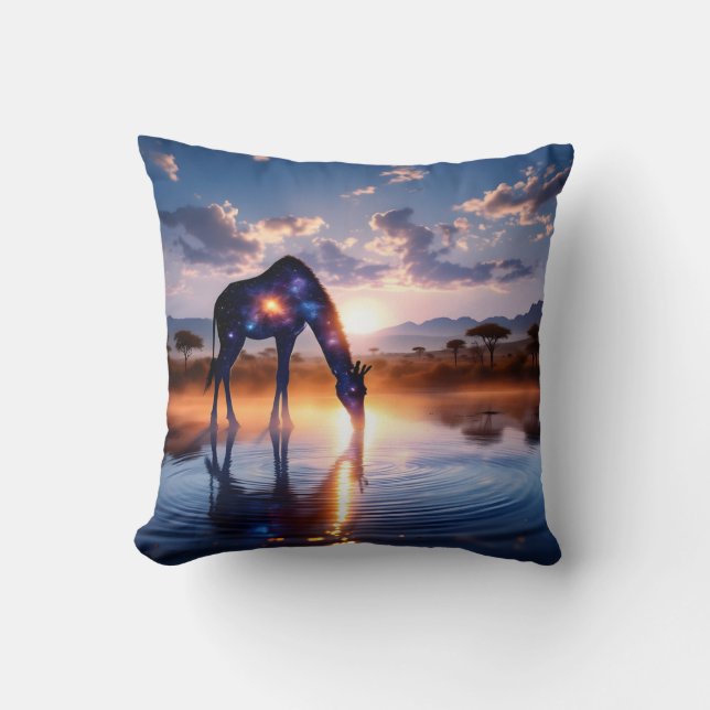 Cosmic Giraffe - African Sunset  Cushion (Front)