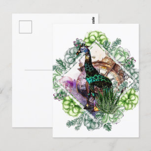 Cosmic Giraffe - Potrait With Time Travel, Skull Postcard