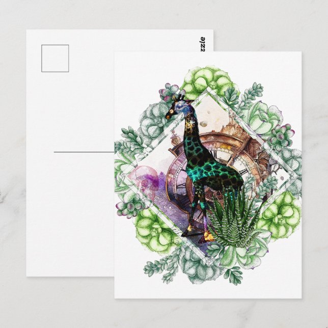 Cosmic Giraffe - Potrait With Time Travel, Skull Postcard (Front/Back)