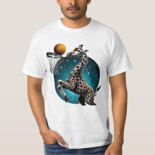 Cosmic Giraffe Slam Dunk - Galactic Basketball Art T-Shirt