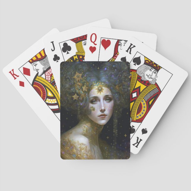 Cosmic Goddess Fantasy Art Playing Cards (Back)