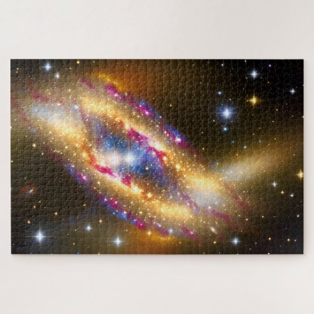 Cosmic Gold Blue and Pink Nebula Fantasy Image Jigsaw Puzzle (Horizontal)