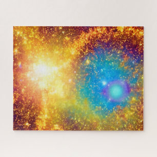 Cosmic Gold Glitter Supernova in Fantastical Space Jigsaw Puzzle