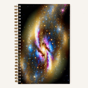 Cosmic Golden Purple Blue Sky Night Stars Galactic Notebook