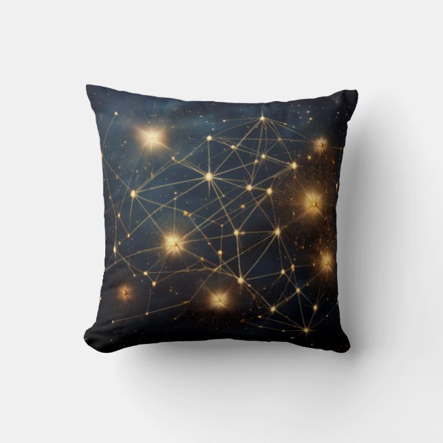 Cosmic Golden Star Network Cushion (Front)
