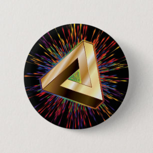Cosmic Golden Triangle Hypnotic Illusion 6 Cm Round Badge