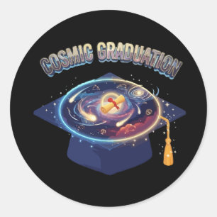 Cosmic Graduation 2026 Space Mortarboard Classic Round Sticker