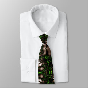 cosmic green white fractal background tie