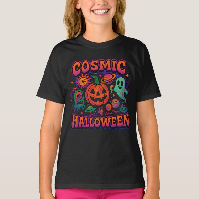 Cosmic Halloween Clothes Spooky Space Unisex T-Shirt (Front)