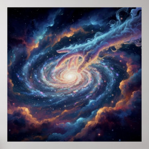 Cosmic Hand of Creation — Surreal Galaxy Art Poster