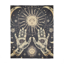 ✨ Cosmic Harmony Sun & Moon Fleece Blanket