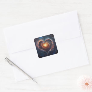 Cosmic Heart Galaxy Love Art – Universe Romance Square Sticker