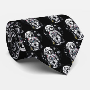 Cosmic Heights: Astronaut Throne Retro Art Tie