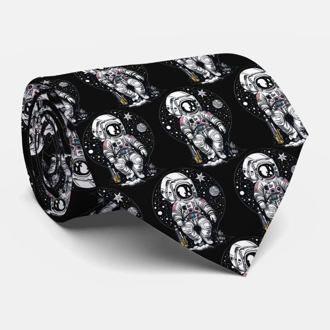 Cosmic Heights: Astronaut Throne Retro Art Tie (Rolled)