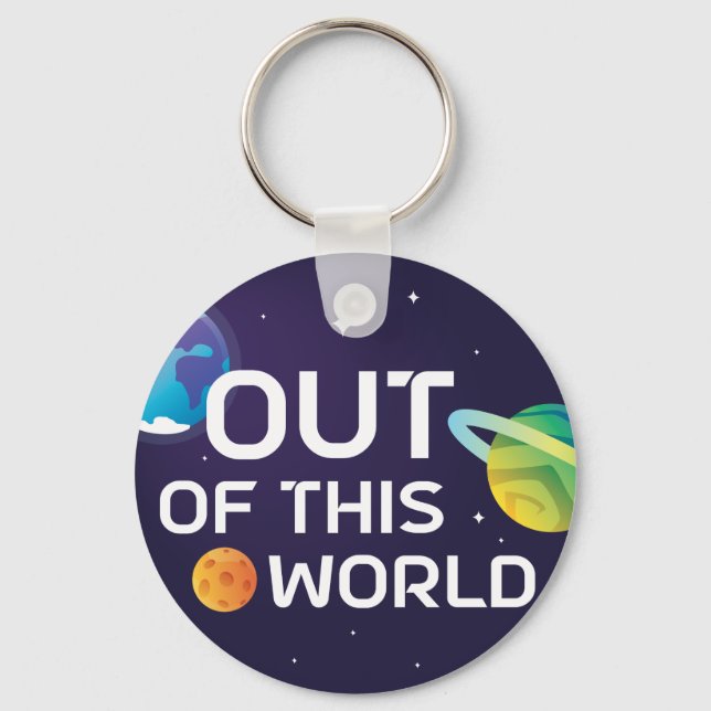 Cosmic Illustration Out of this World Outer Space  Key Ring (Front)