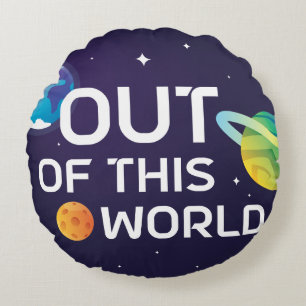 Cosmic Illustration Out of this World Outer Space Round Cushion
