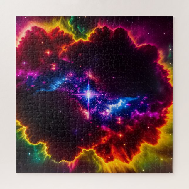 Cosmic Indigo Fantasy Cloud With Star in Centre Jigsaw Puzzle (Horizontal)