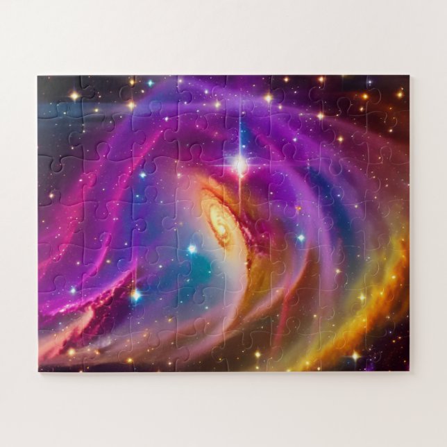 Cosmic Indigo Galaxy Purple Dance Universe Party Jigsaw Puzzle (Horizontal)