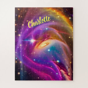 Cosmic Indigo Galaxy Purple Dancing Space Universe Jigsaw Puzzle