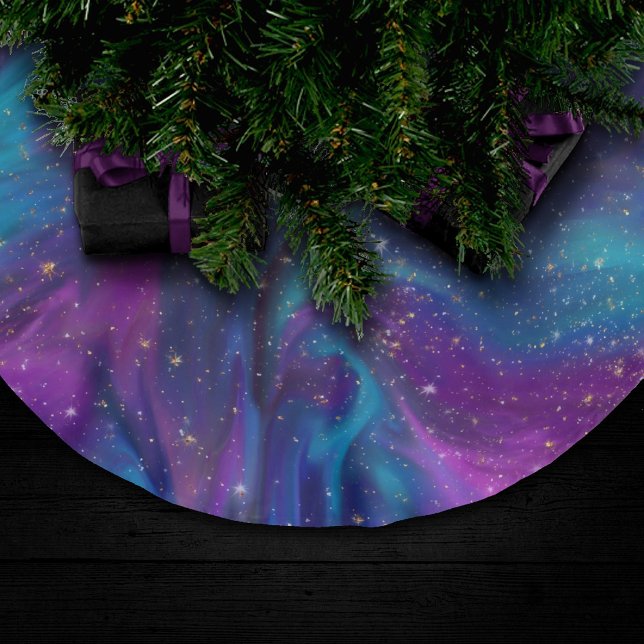 Cosmic Ink | Turquoise Blue Purple Galaxy Nebula Brushed Polyester Tree Skirt (Creator Uploaded)