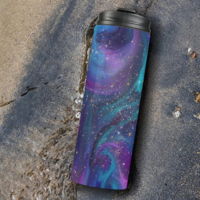 Cosmic Ink | Turquoise Blue Purple Galaxy Nebula Thermal Tumbler (Creator Uploaded)