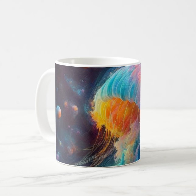 Cosmic Jellyfish Artwork Coffee Mug (Front Left)
