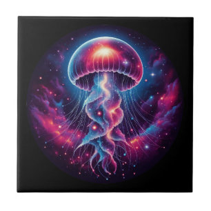 Cosmic Jellyfish Artwork Galaxy Ceramic Tile