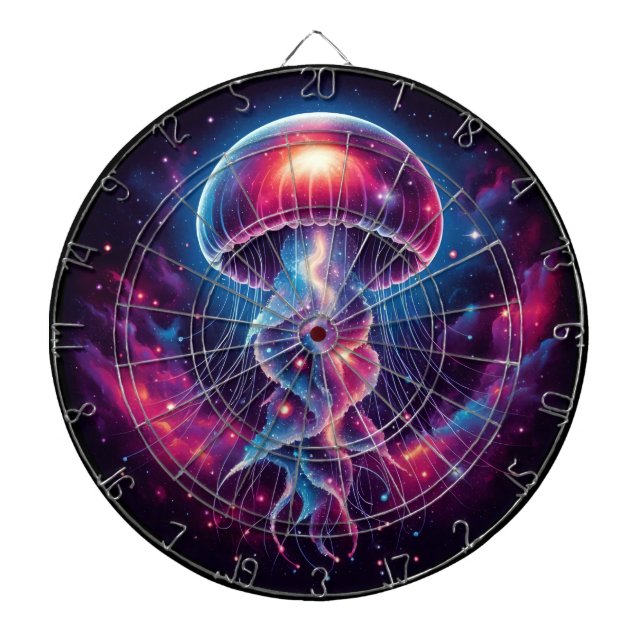 Cosmic Jellyfish Artwork Galaxy Dartboard (Front)